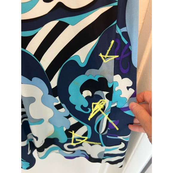 Emilio Pucci Blue multicolor midi dress Sz 6 y2k - Picture 9 of 13